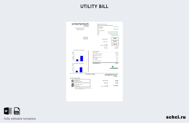 цифровая загрузка шаблона счета за коммунальные услуги Australia Momentum Energy